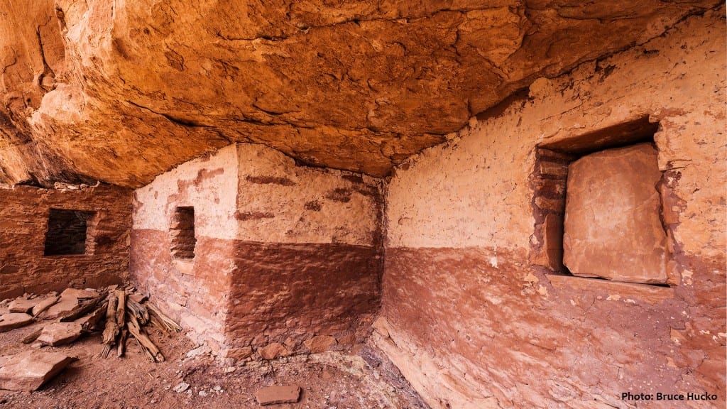 Fantastically preserved cliff dwelling on Cedar Mesa, with paint still on the walls after 800 years.