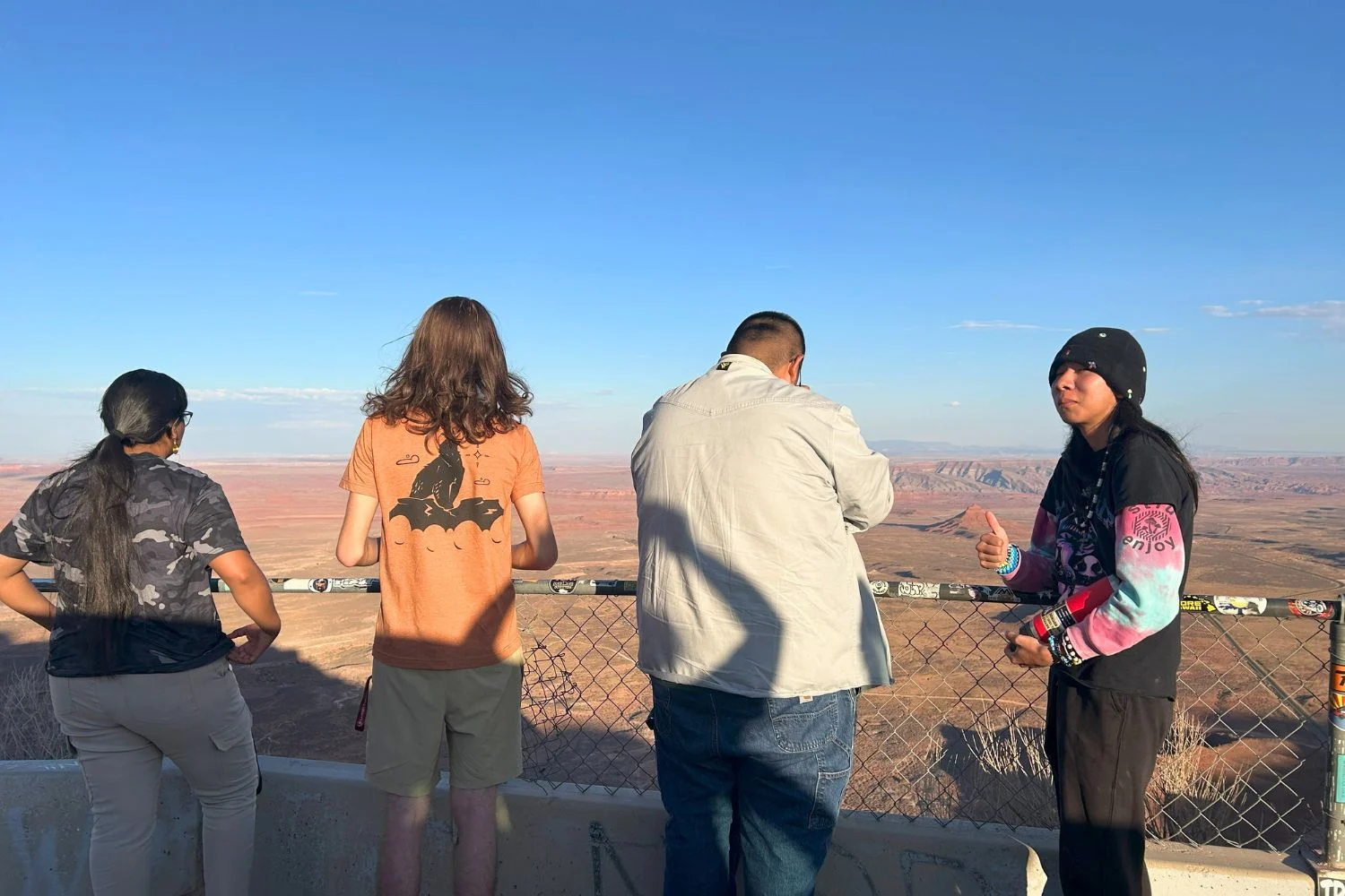 beyc-2026-landscape-overlook-01 Bears Ears Youth Council participants look across the surrounding landscape during a field visit.